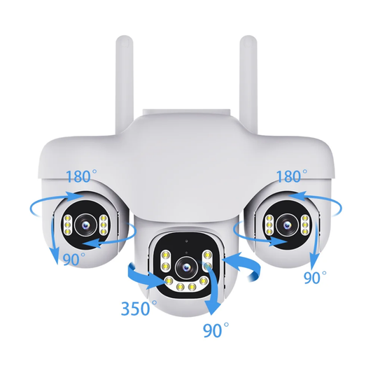 3-Lens Smart Security Camera 2K | Auto Tracking, Night Vision, 2-Way Audio | V380 Pro App